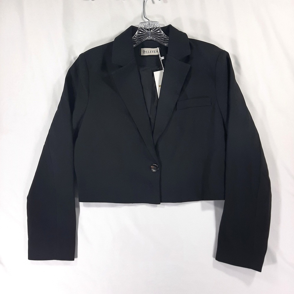 Elleven Black Cropped Blazer Single Button Jacket Womens Medium NEW WITH TAGS